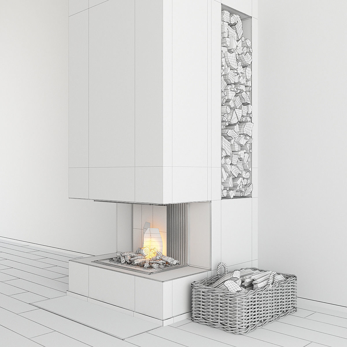Fireplace and Firewood 32 3D model_9