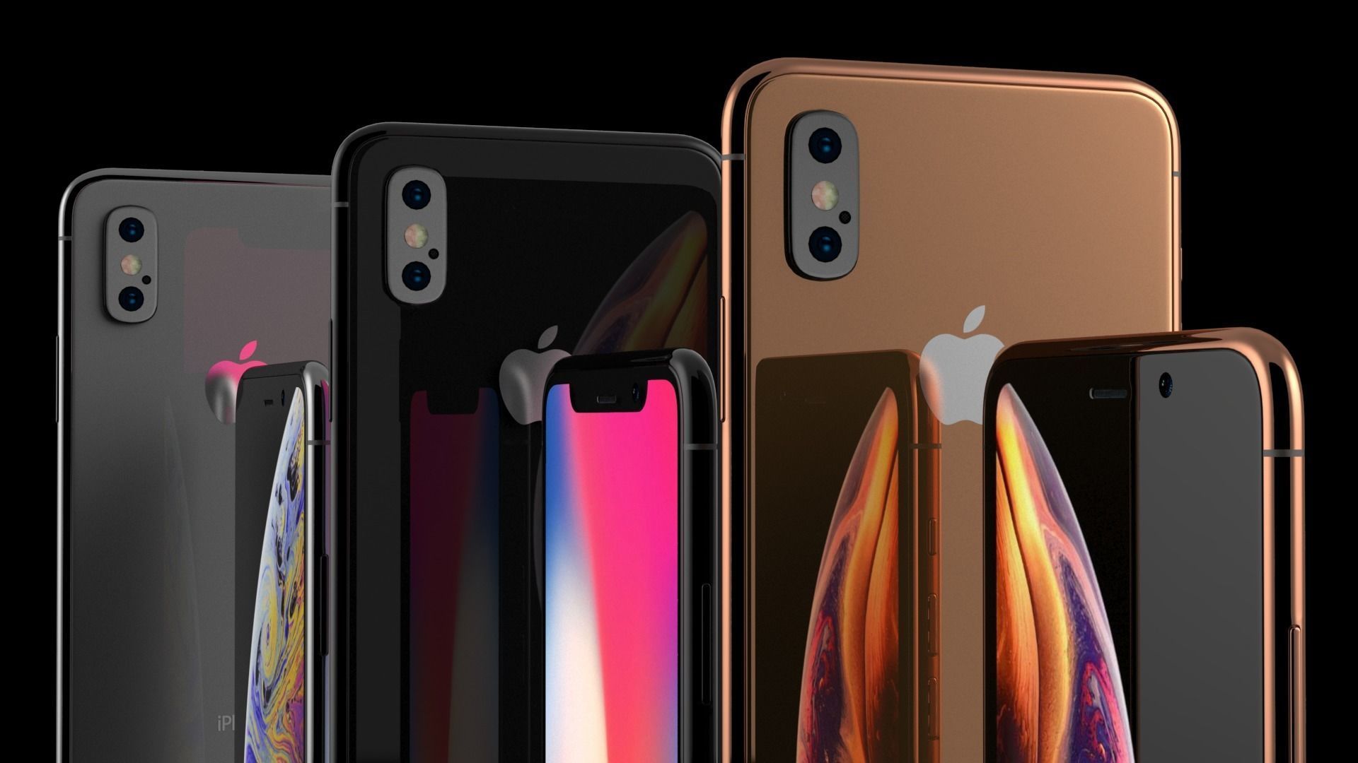 Apple Iphone Xs and Xs Max 3D models - subdivision ready Low-poly 3D model_16