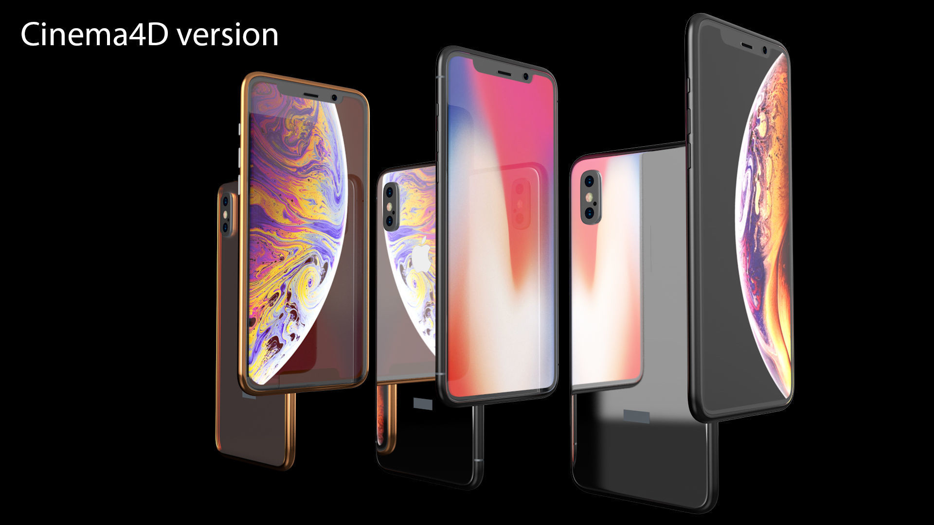 Apple Iphone Xs and Xs Max 3D models - subdivision ready Low-poly 3D model_19