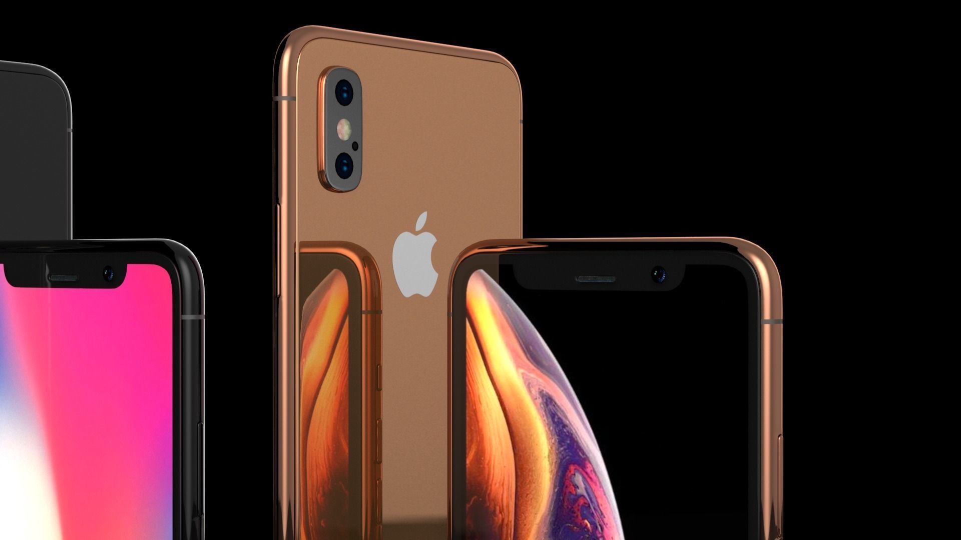 Apple Iphone Xs and Xs Max 3D models - subdivision ready Low-poly 3D model_7