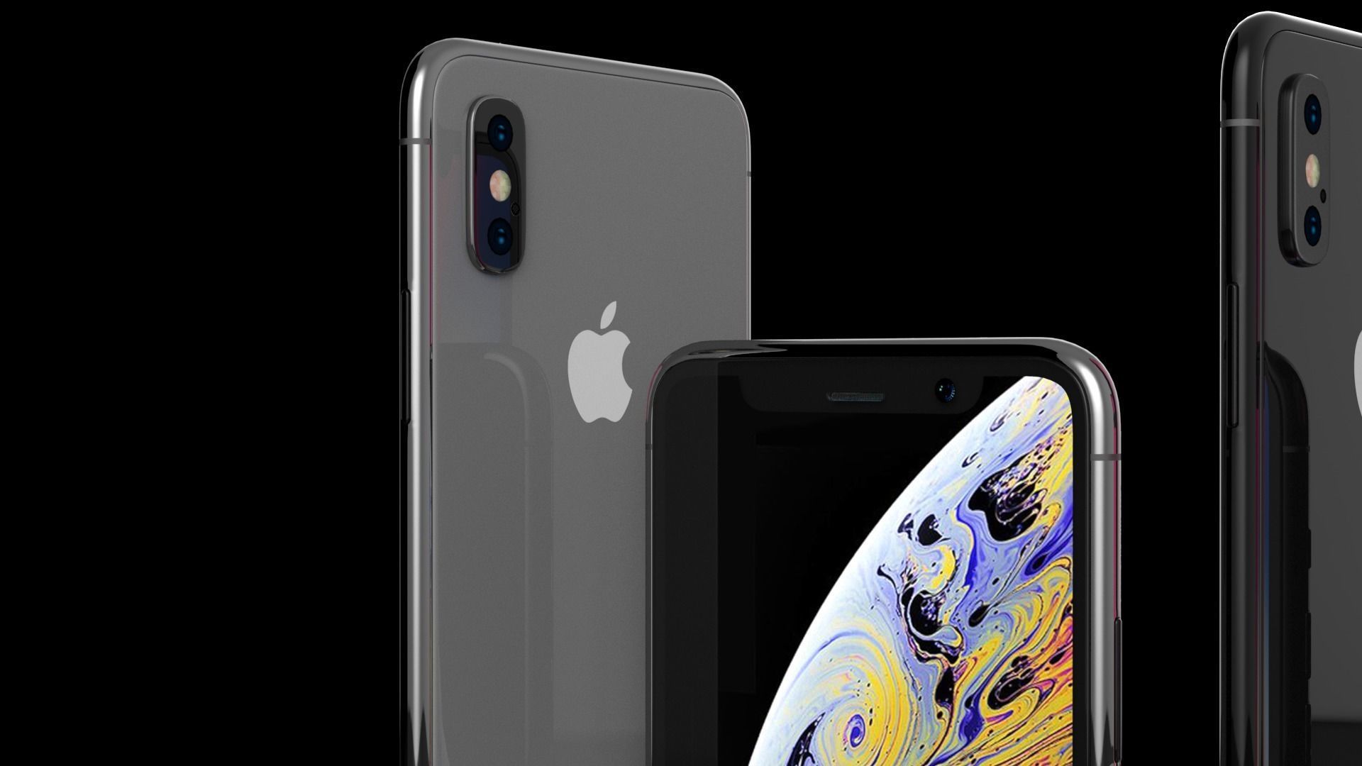 Apple Iphone Xs and Xs Max 3D models - subdivision ready Low-poly 3D model_10