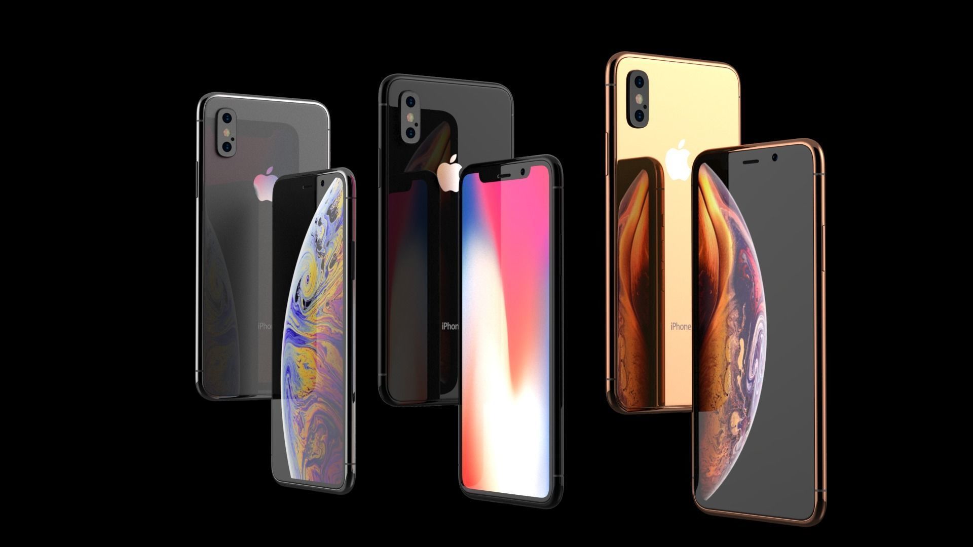 Apple Iphone Xs and Xs Max 3D models - subdivision ready Low-poly 3D model_6