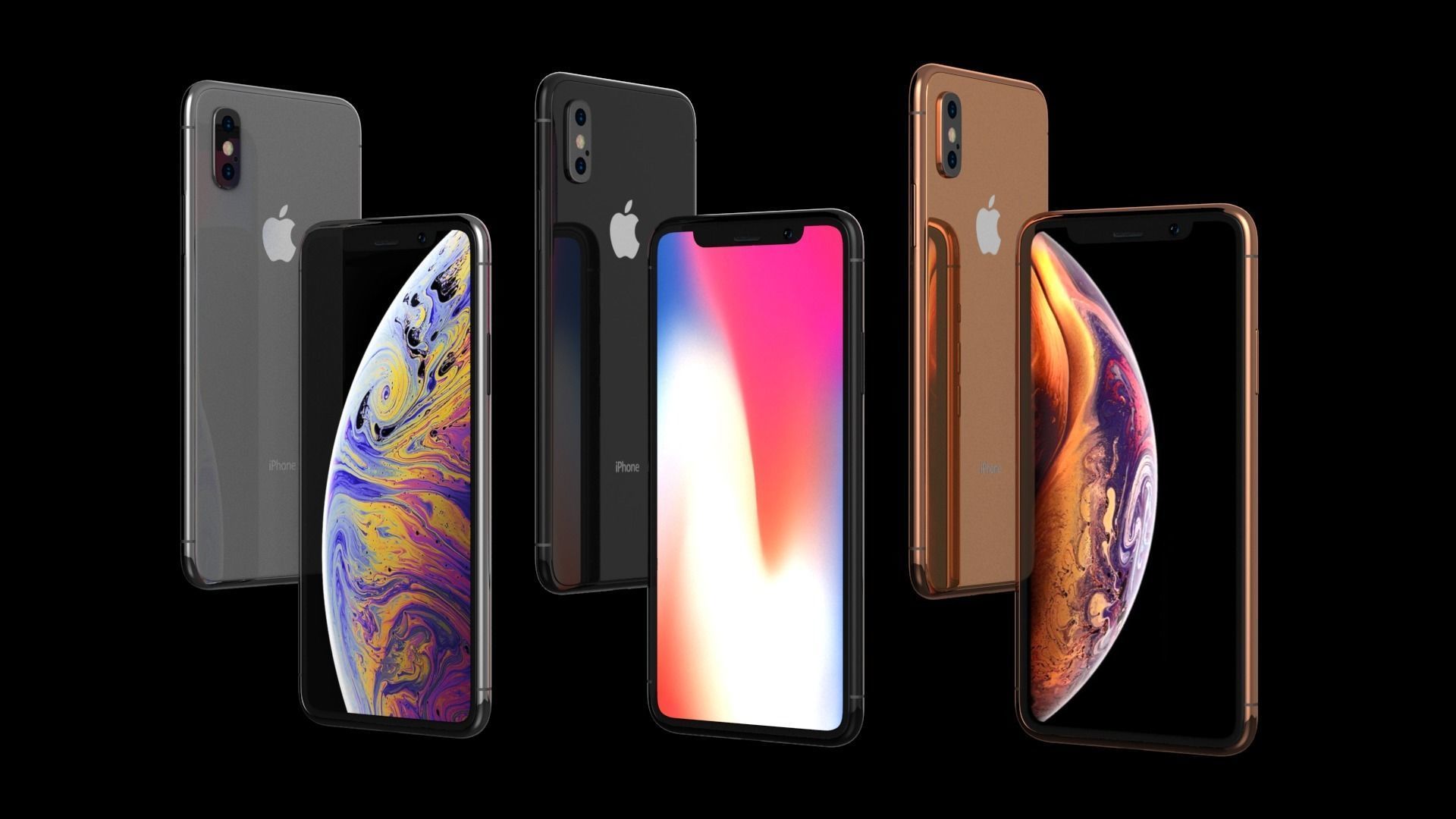 Apple Iphone Xs and Xs Max 3D models - subdivision ready Low-poly 3D model_8