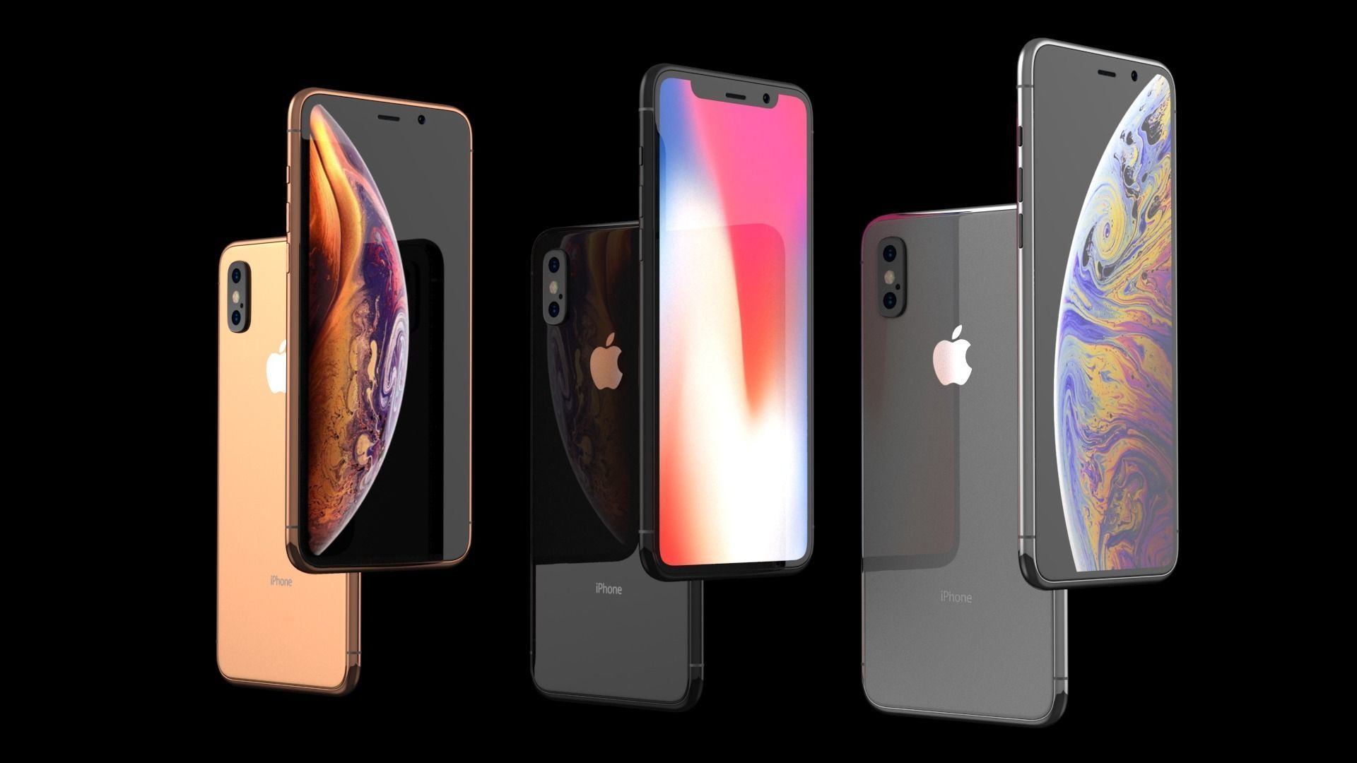 Apple Iphone Xs and Xs Max 3D models - subdivision ready Low-poly 3D model_4