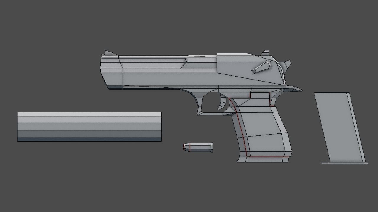 Desert Eagle Lowpoly deagle handgun Low-poly 3D model_4