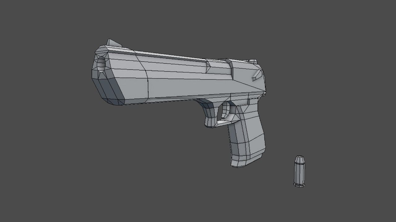 Desert Eagle Lowpoly deagle handgun Low-poly 3D model_3