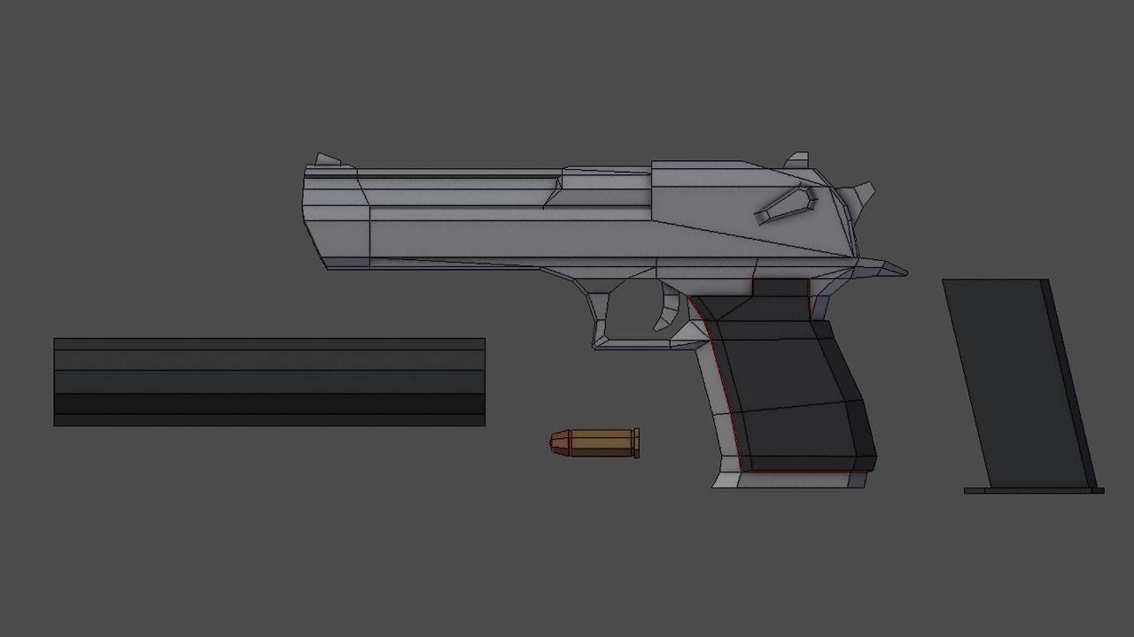 Desert Eagle Lowpoly deagle handgun Low-poly 3D model_5