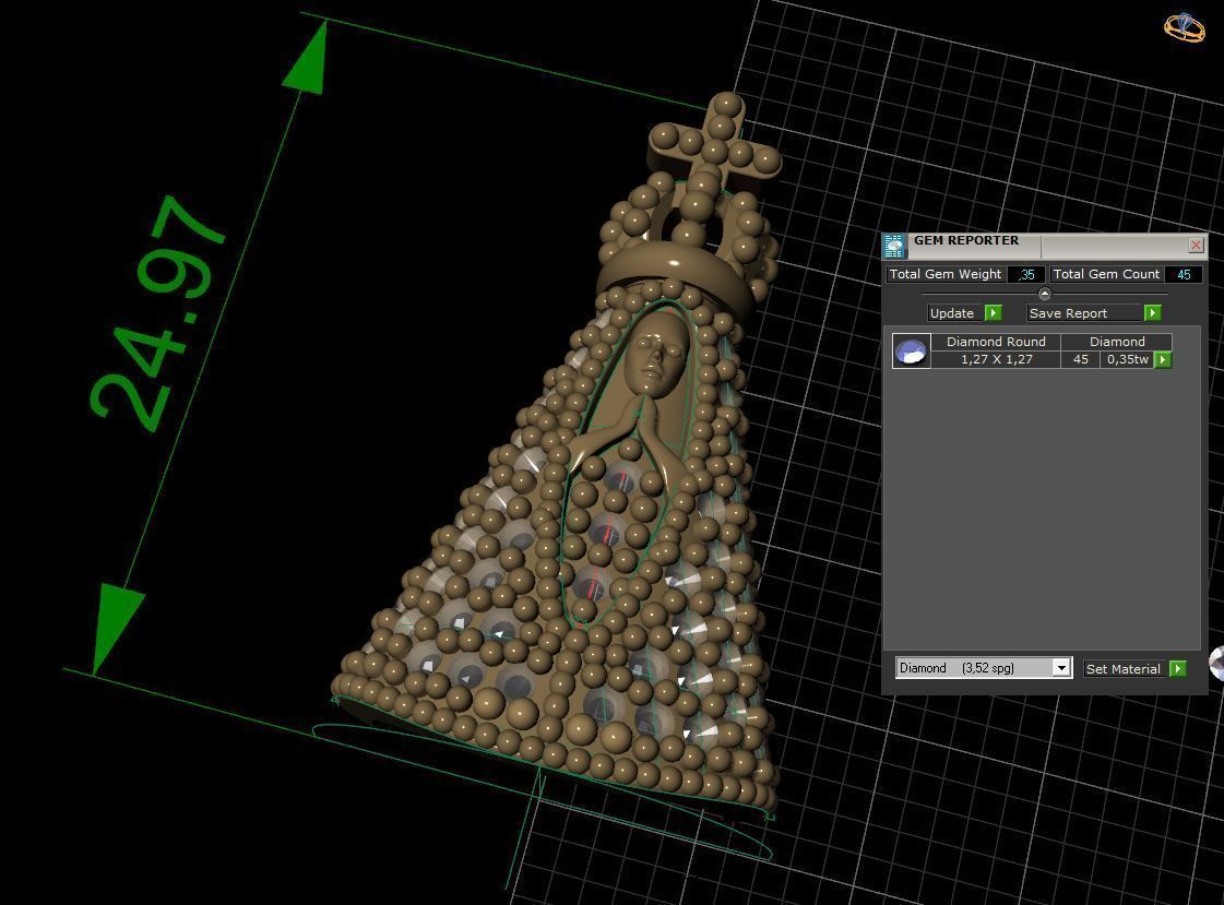 Pedant Jewelry Pingente Nossa senhora  Aparecida  3D print model_2