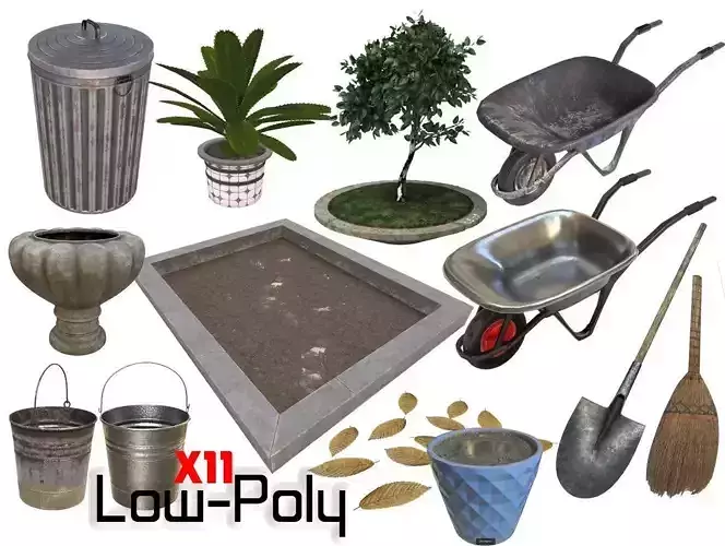 gardening props  - Game Ready - VR AR 3D Model Collection