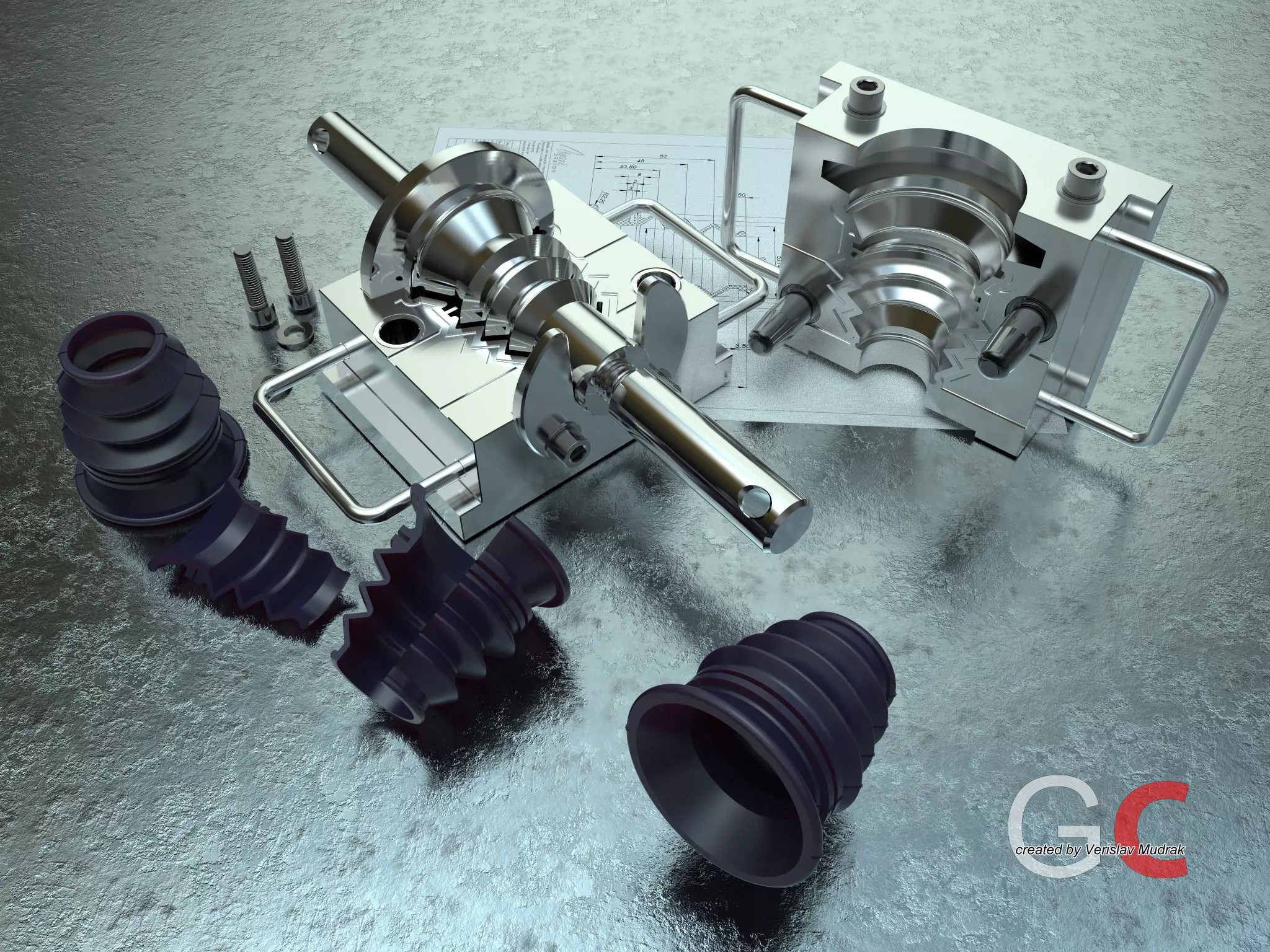 Compression mold tool NBR02 Free 3D model