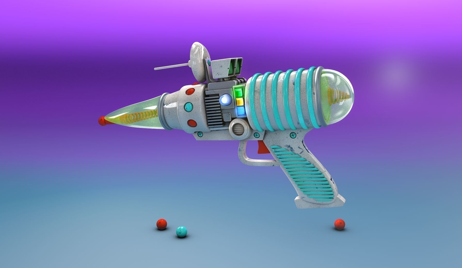 Comic Space Gun Laser  3D model_3