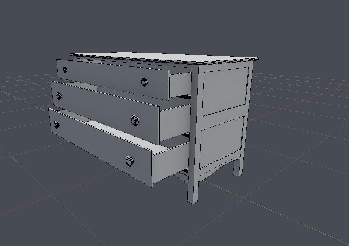PBR  Old Drawer Low-poly 3D model_5