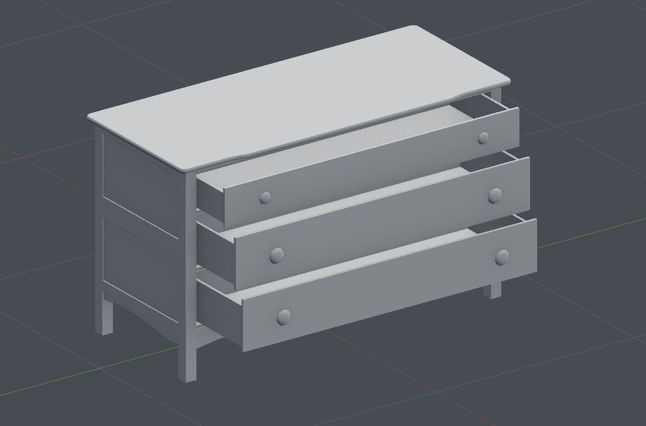 PBR  Old Drawer Low-poly 3D model_4