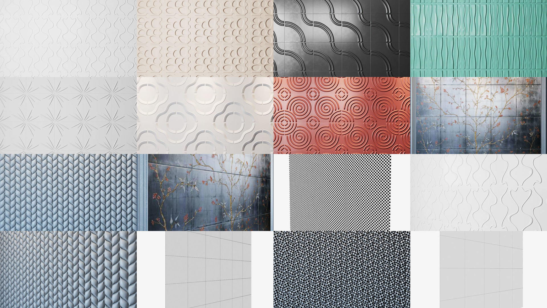 Different wall panels for walls in the interior of 41 models 3D Model Collection_2