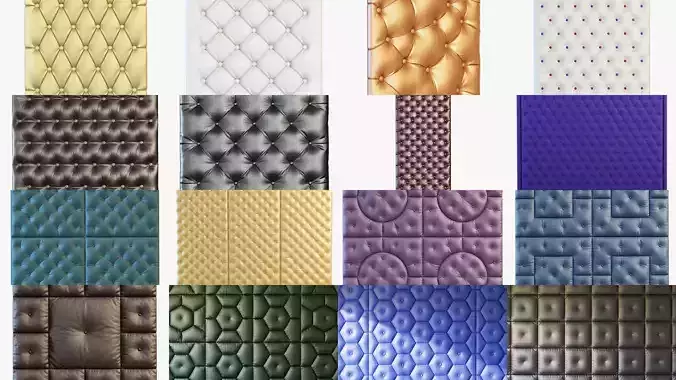 Different wall panels for walls in the interior of 41 models 3D Model Collection