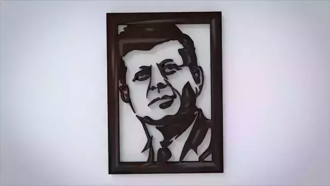 Wall decoration with John F Kennedy motif Low-poly 3D model
