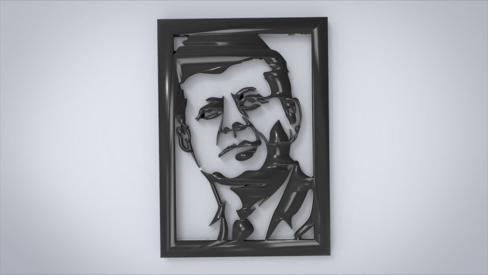 Wall decoration with John F Kennedy motif 3D print model_22