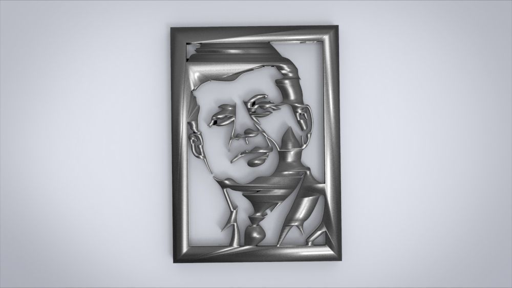 Wall decoration with John F Kennedy motif 3D print model_12
