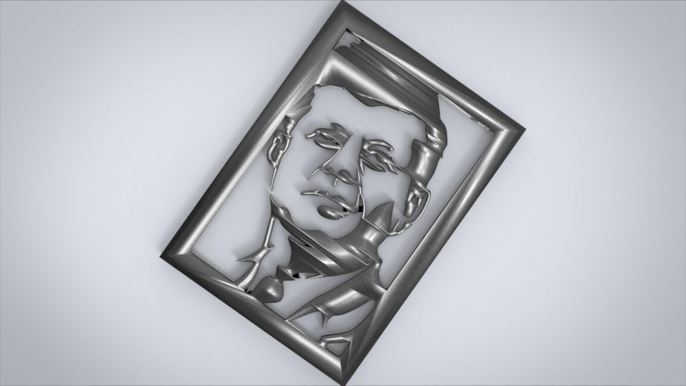 Wall decoration with John F Kennedy motif 3D print model_15