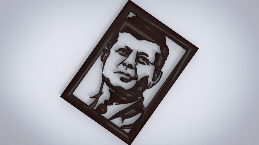 Wall decoration with John F Kennedy motif 3D print model_2