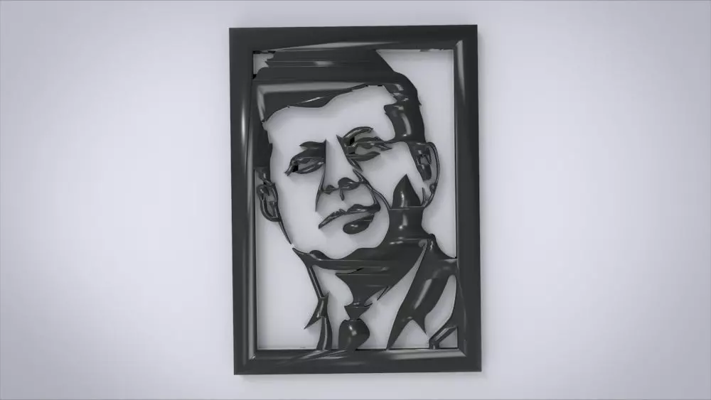 Wall decoration with John F Kennedy motif 3D print model_0