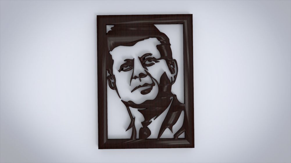 Wall decoration with John F Kennedy motif 3D print model_1