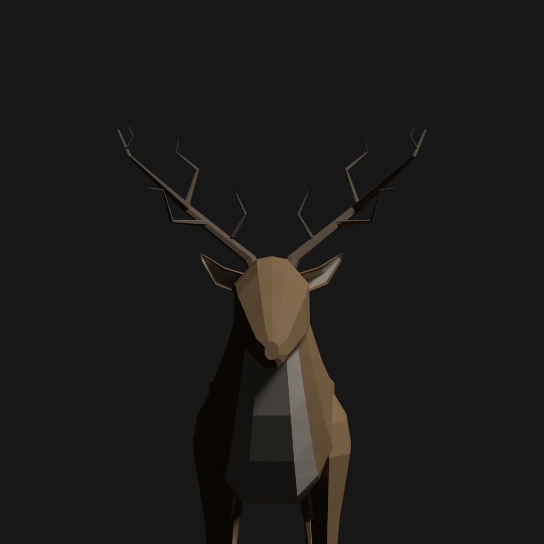 Low Poly Fully Rigged Cartoon DEER Low-poly 3D model_3