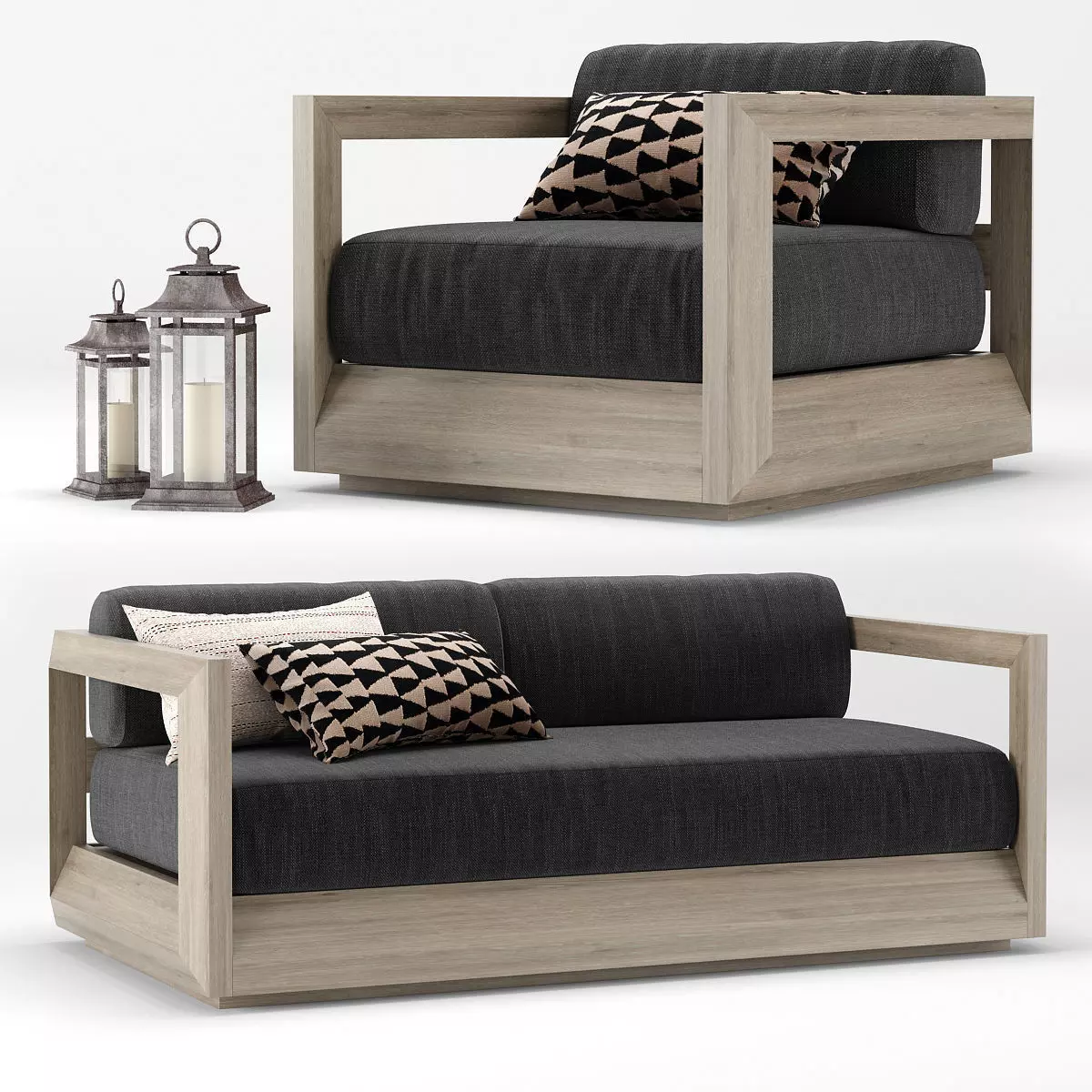 RH Outdoor Paloma teak sofa 3D model