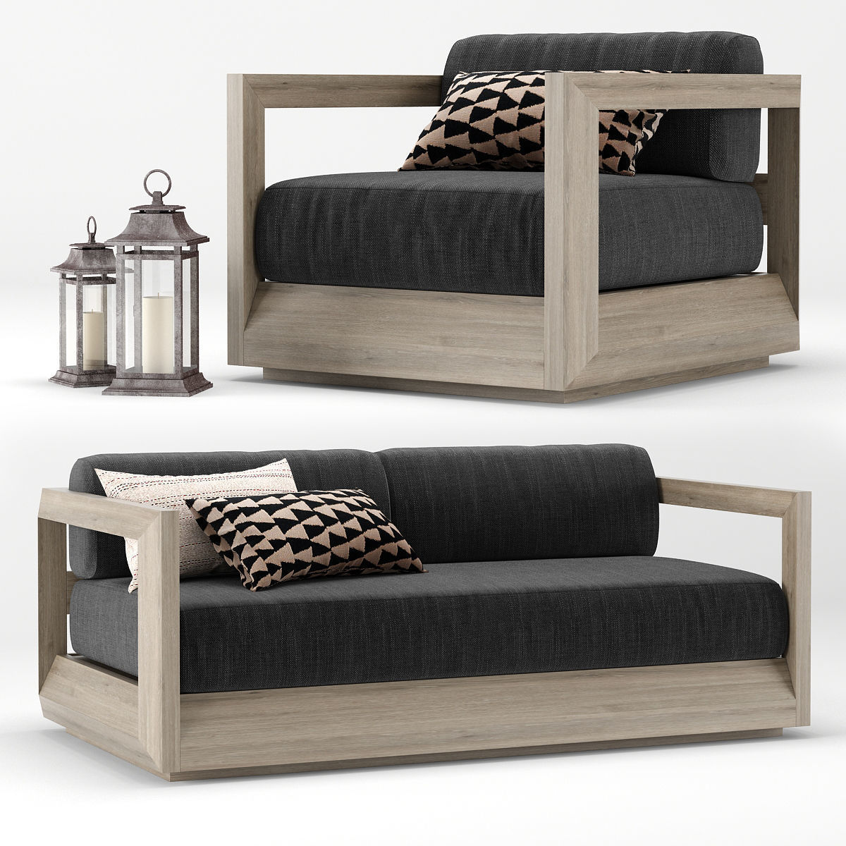 RH Outdoor Paloma teak sofa