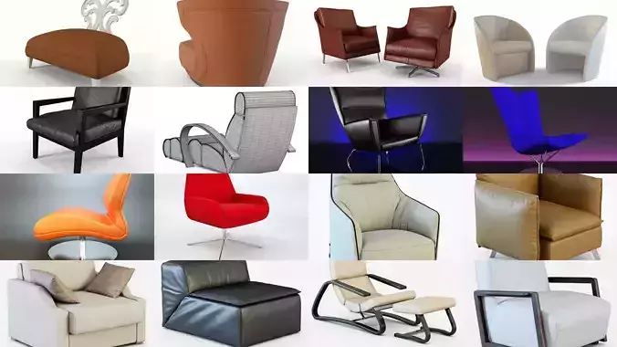 Collection  different types armchairs  your projects 80 models 