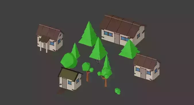 Low Poly Village assets