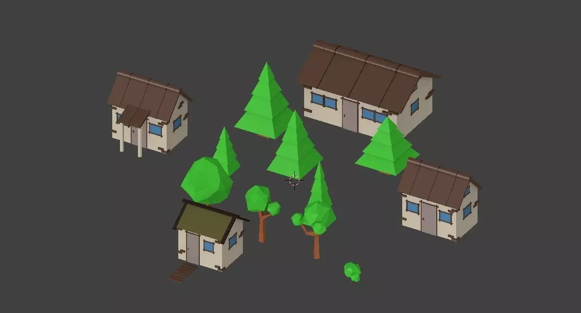 Low Poly Village assets Low-poly 3D model_0