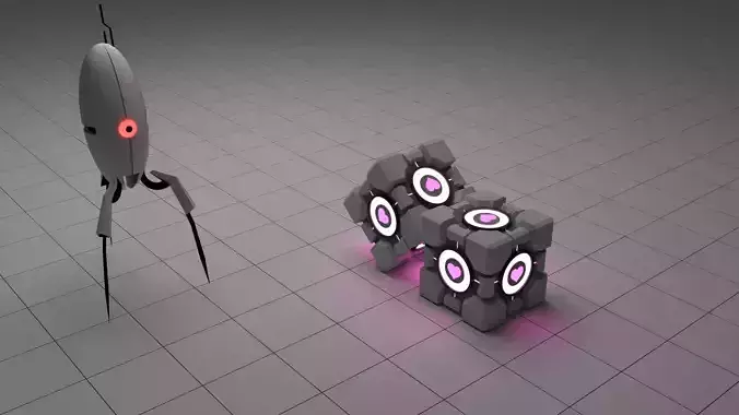 Portal Companion Cube and Turret