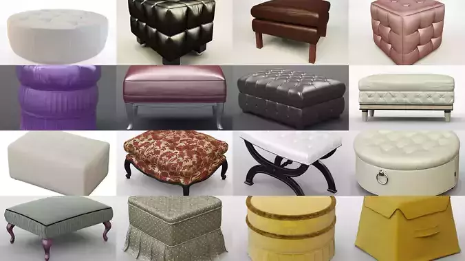 Collection  different types poufs for your projects 95 models 