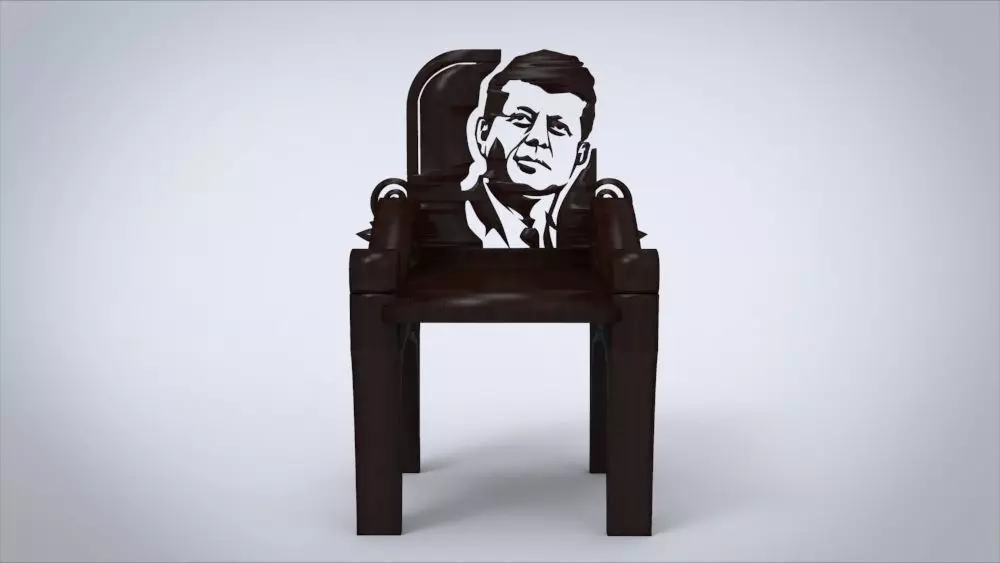 Unique Chair Ornament with John F Kennedy Ornament motif Low-poly 3D model
