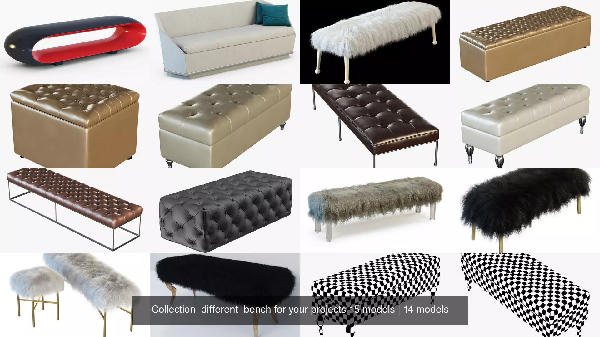 Collection  different  bench for your projects 15 models _1