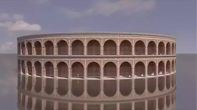 Roman coliseum like structure brick and concrete architecture 3D model