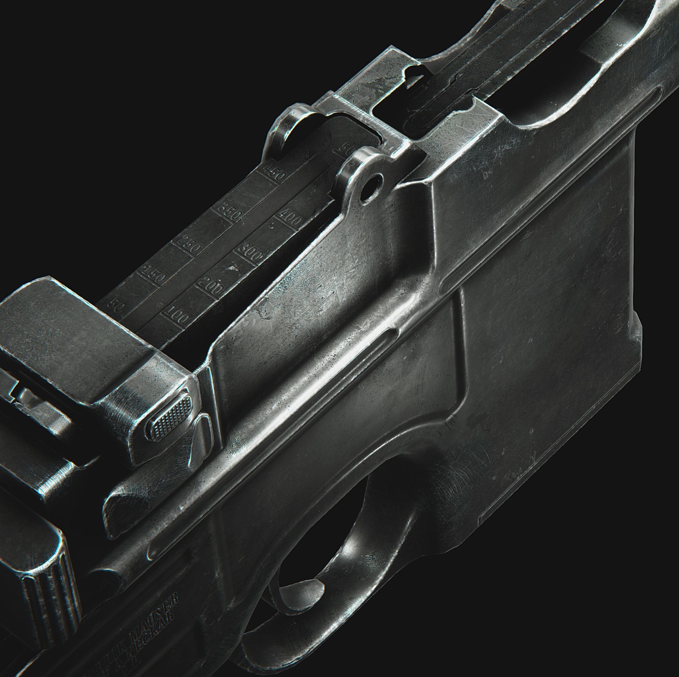 Mauser C96 - Model and Textures Low-poly 3D model_1