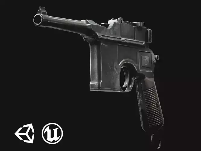 Mauser C96 - Model and Textures Low-poly 3D model