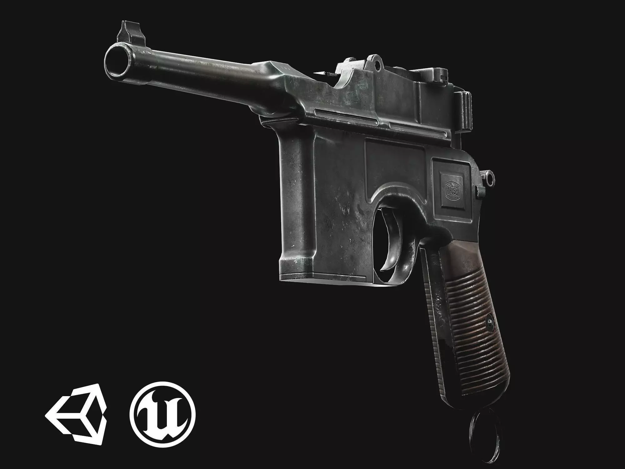 Mauser C96 - Model and Textures Low-poly 3D model_0