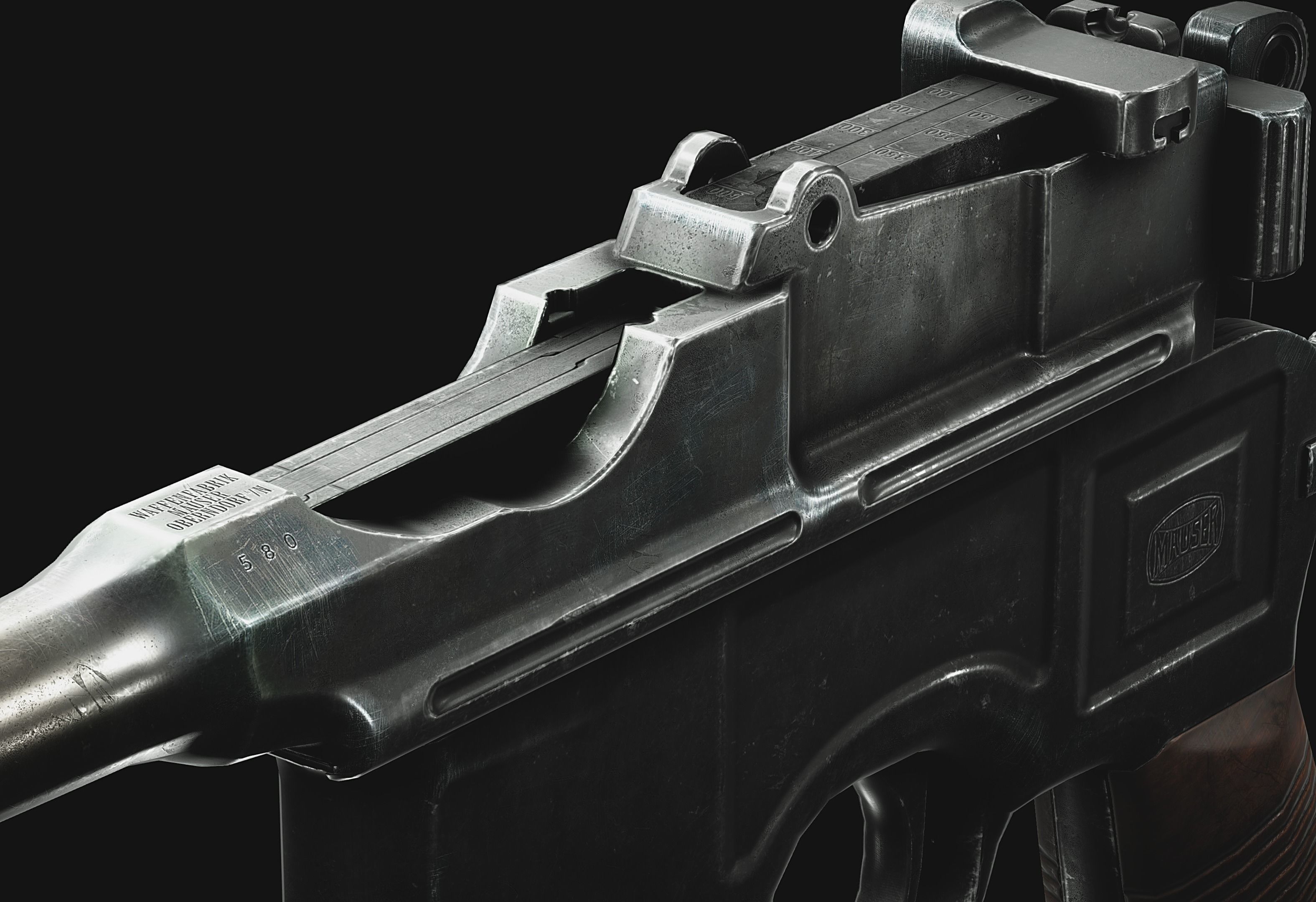 Mauser C96 - Model and Textures Low-poly 3D model_3