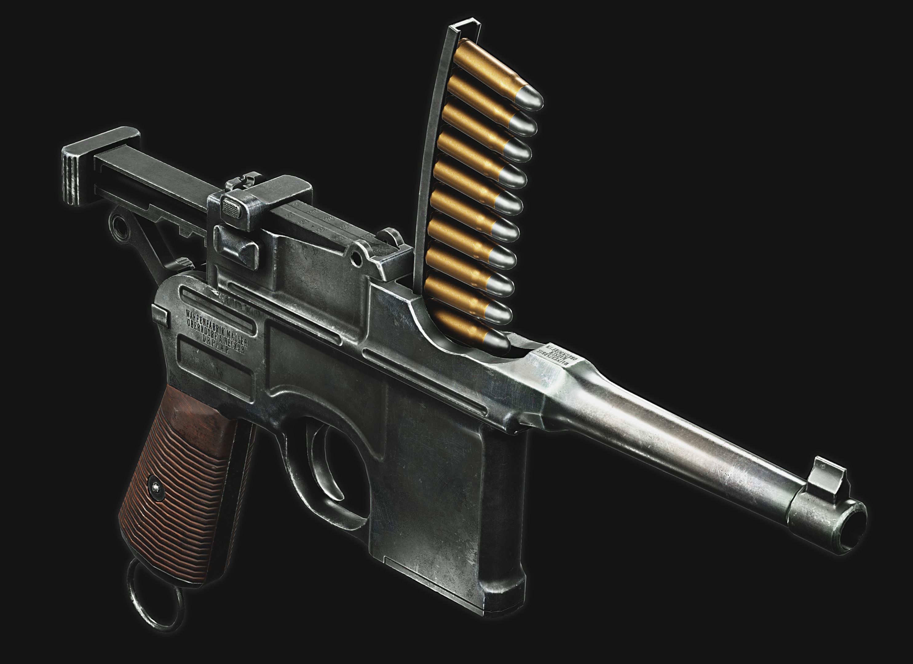 Mauser C96 - Model and Textures Low-poly 3D model_2