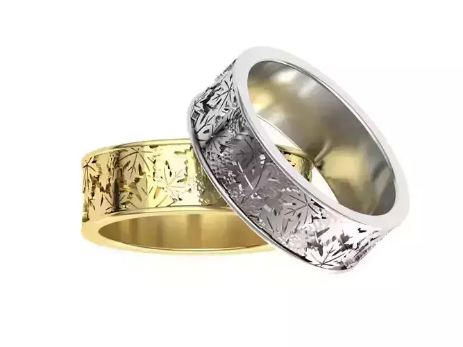 Maple Leaf Wedding Band Printable 3dmodel 0280