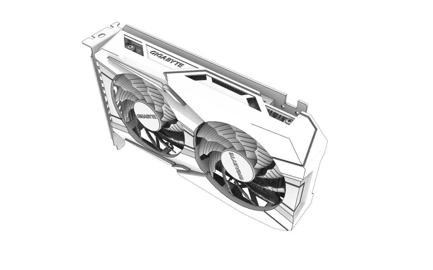 Gigabyte Nvidia GTX 1050 Graphics Card 3D model_7