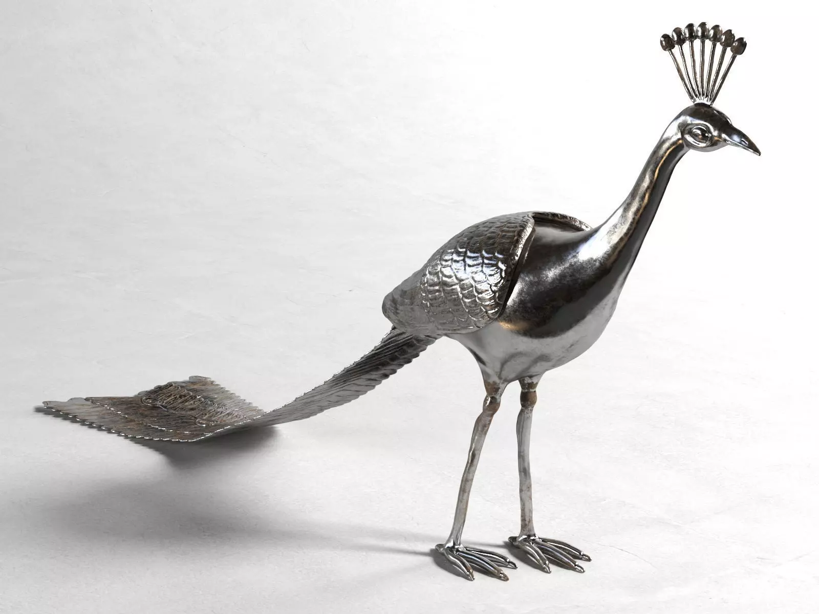 Important Sculpture Depicting a Peacock 3D model_0