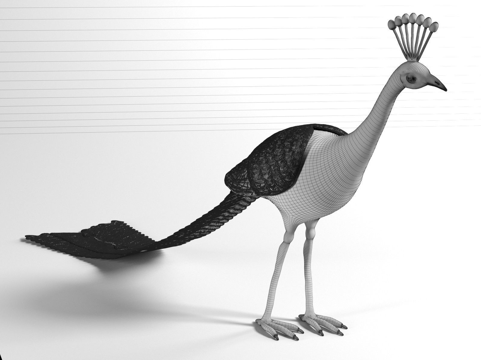 Important Sculpture Depicting a Peacock 3D model_3