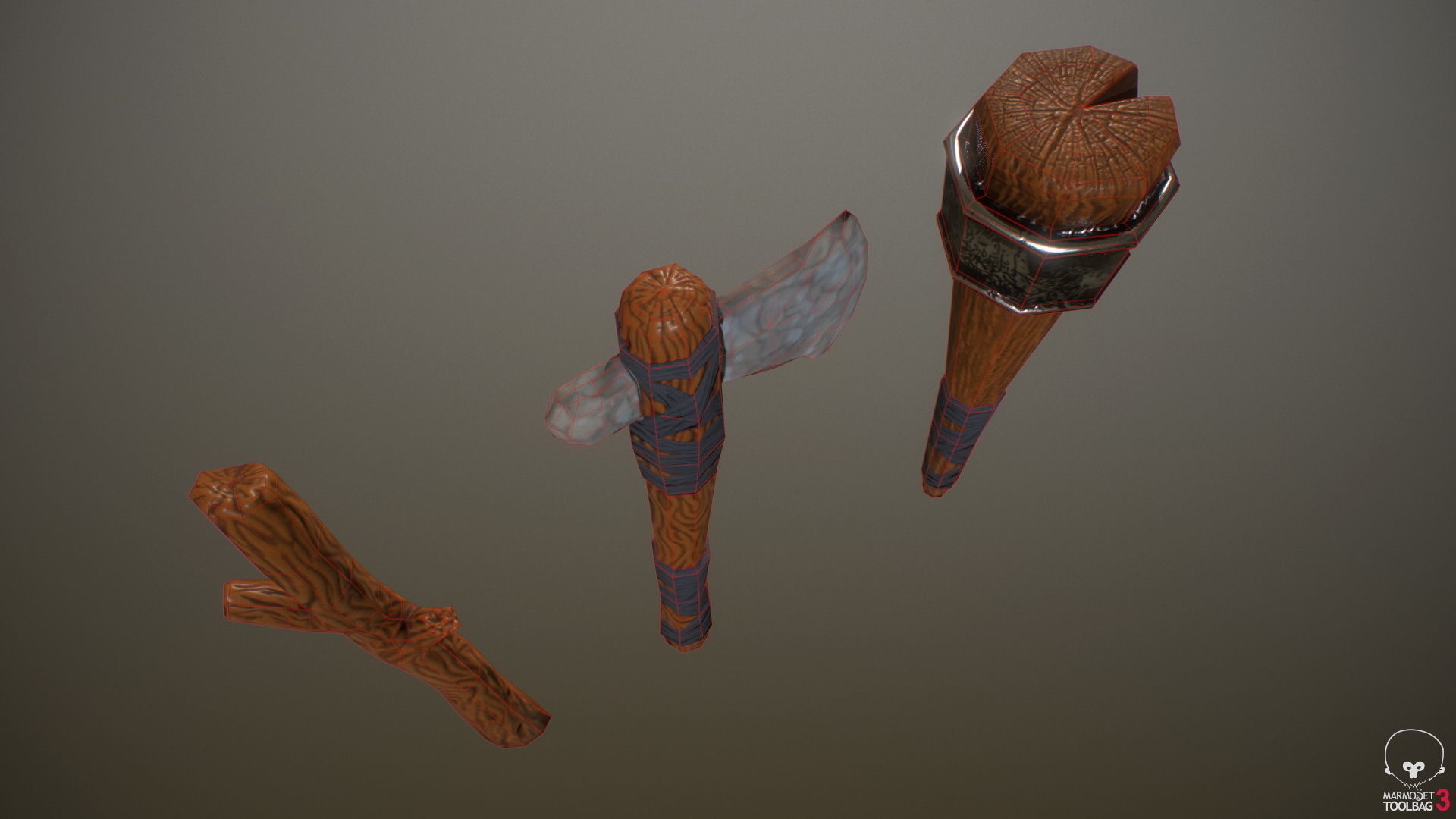 Primitive weapons Low-poly 3D model_7
