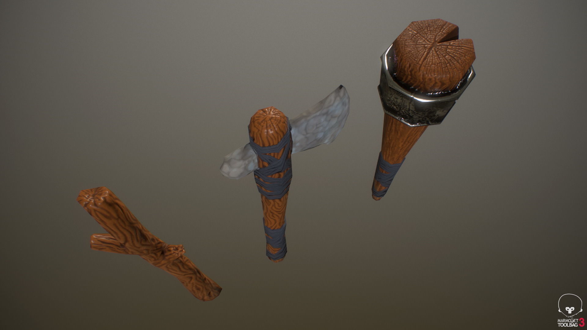 Primitive weapons Low-poly 3D model_6