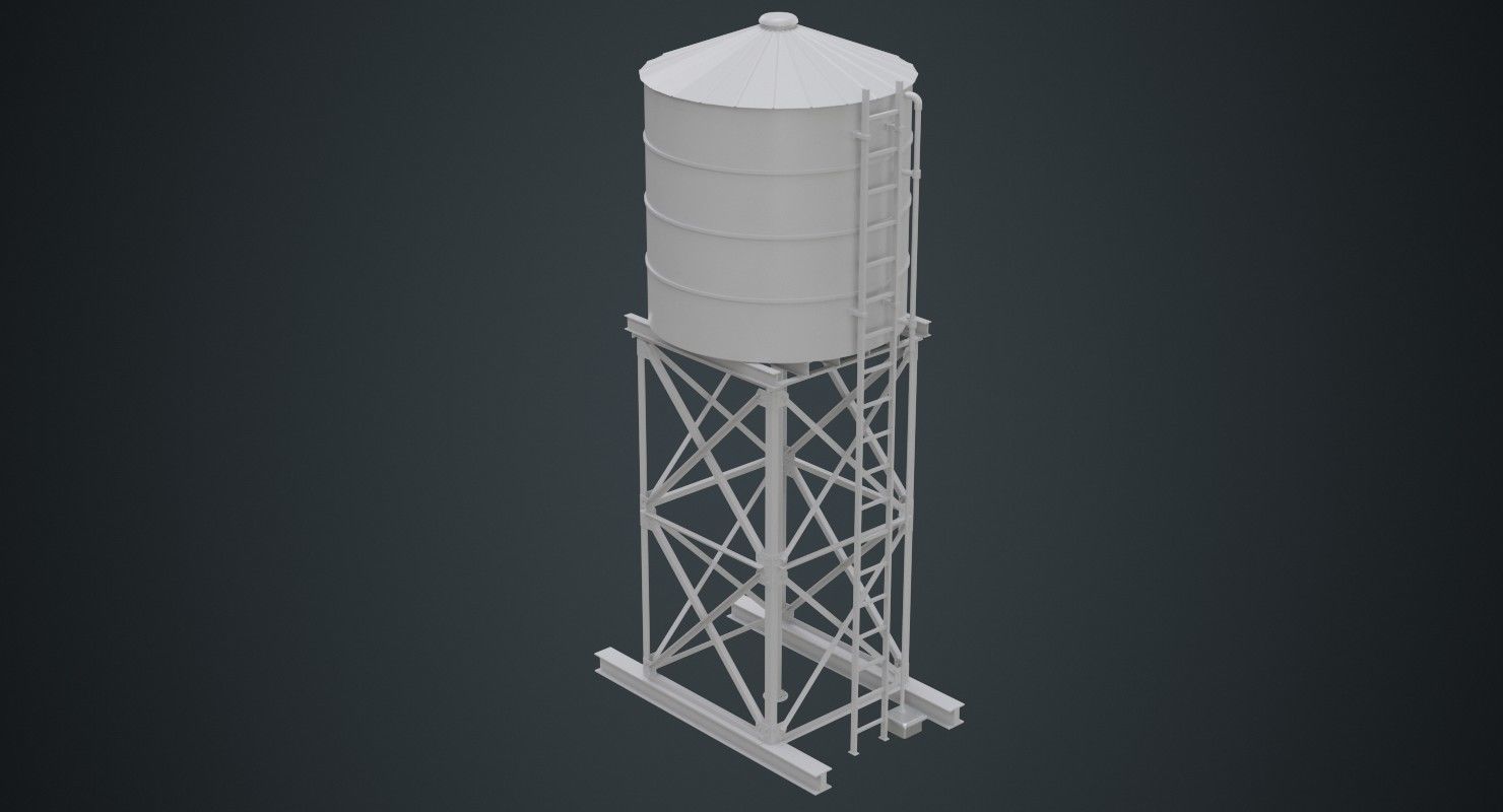 Water Tank 1A Low-poly 3D model_1