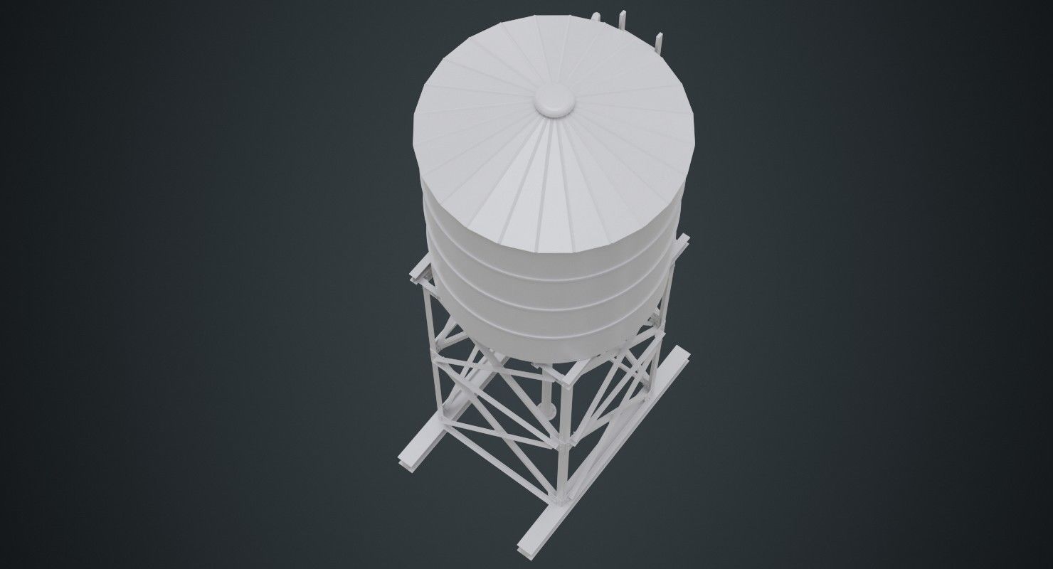 Water Tank 1A Low-poly 3D model_2